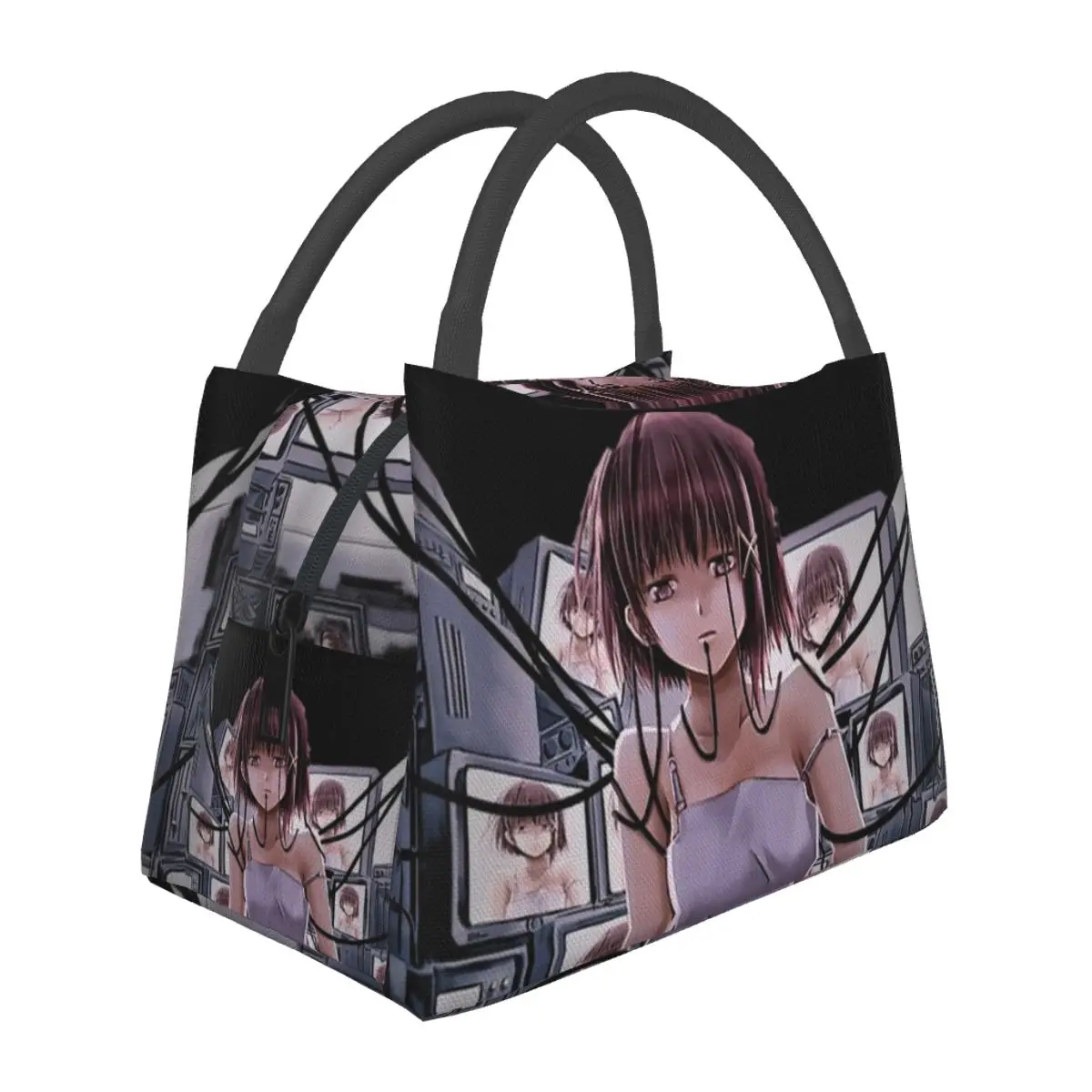 

Lain Iwakura Serial Experiments Lain Lunch Bag Anime Travel Lunch Box Fashion Print Lunch Bags Waterproof Portable Cooler Bag