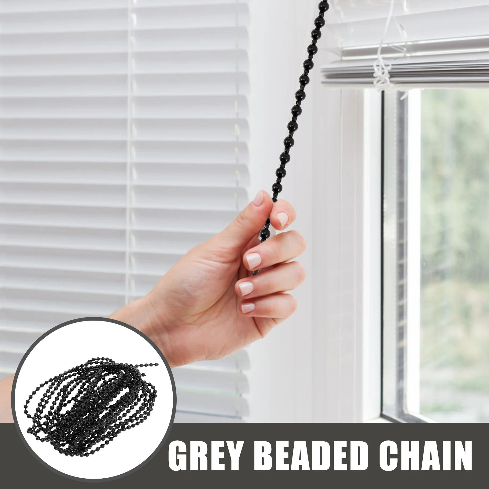 Цепочка для рулонных штор шариковый шнур удлинитель с кисточками черный из