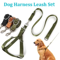 adjustable big dog harnesses leashes set walk running thickened metal pet harness collar durable pet leash for medium big bog