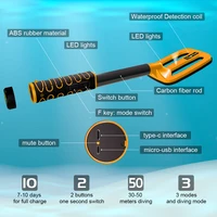 underwater ip750 handheld metal detector diving deep treasure coil chargeable quest jewelry waterproof small finder gold hunter