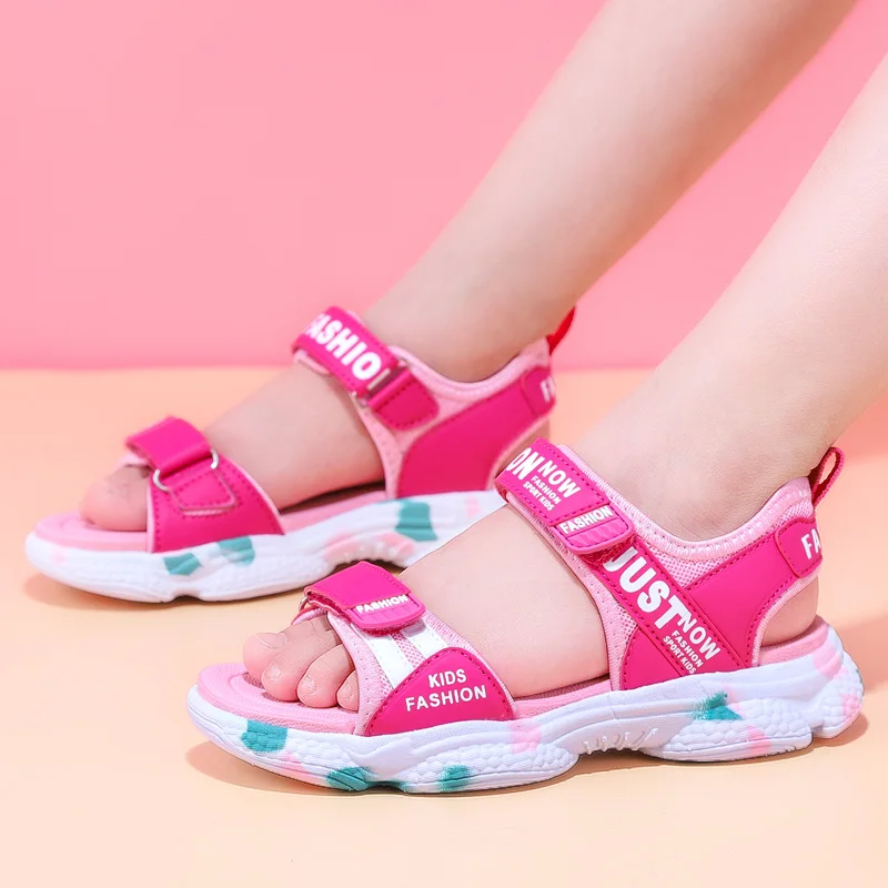 Hot Sales Summer Children Girls Sandals Non-slip Beach Children Shoes Casual Girls Shoes Flowers Princess Flat Kids Shoes