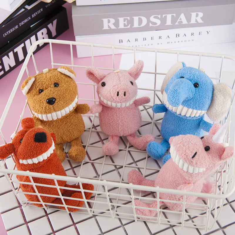 

Stuffed Animal Bear Unicorn Big Teeth Doll Bag Pendant Plush Chain Key Toy Small Gift Home Decoration Small Gifts for Children