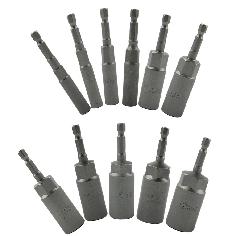 

80mm Power Nut Driver Drill Bit Set Length 1/4" Hex DriveSocket Impact Nut Bolt Drill Bits Repairing Tool Kit