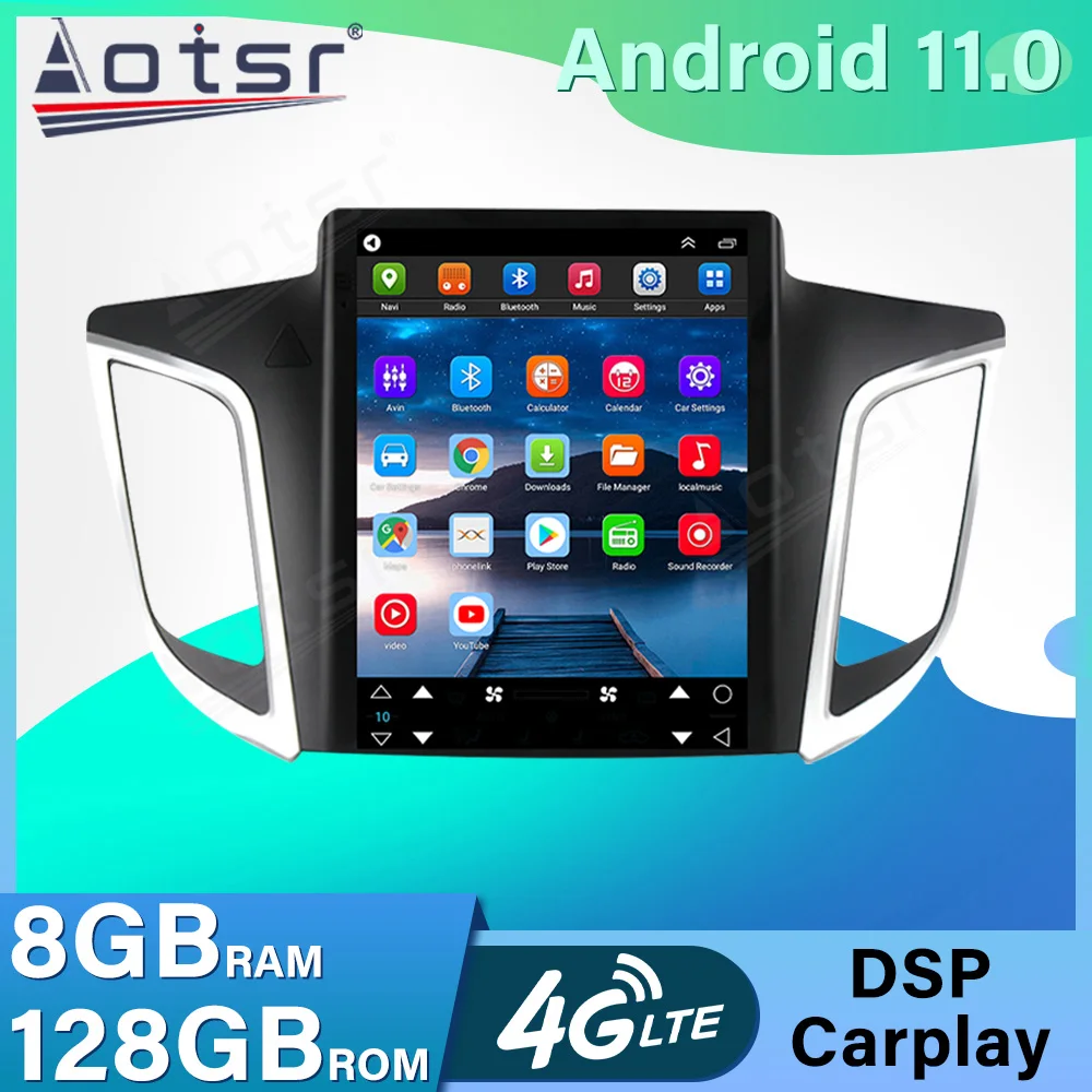 Car GPS Navigation For Hyundai Creta ix25 2015 2016 2017 - 2019 Radio Multimedia Player Android 11 8G+128G Auto Stereo Head Unit