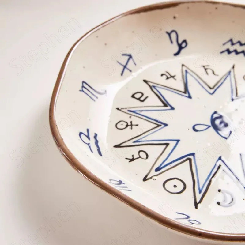 Американская современная керамическая посуда ручная роспись обеденная тарелка