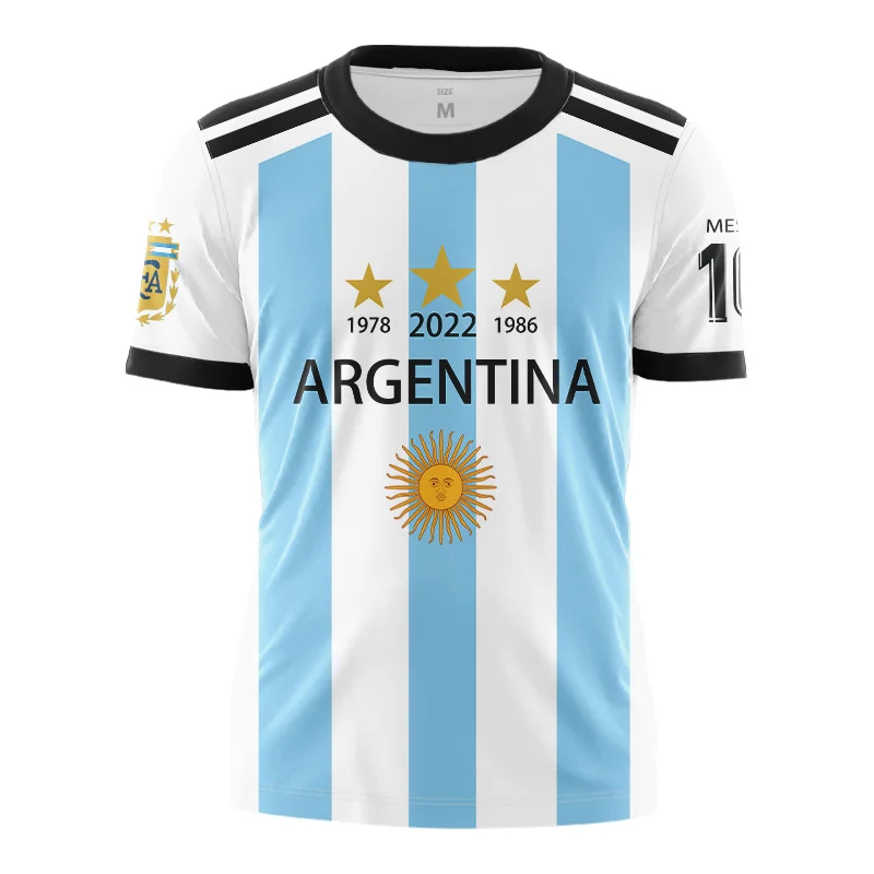 

2022 Argentina Number 10 Tops Tee Shirt Argentina 3 Stars Jersey Women Men T-shirts Streetwear Sportswear Tshirt