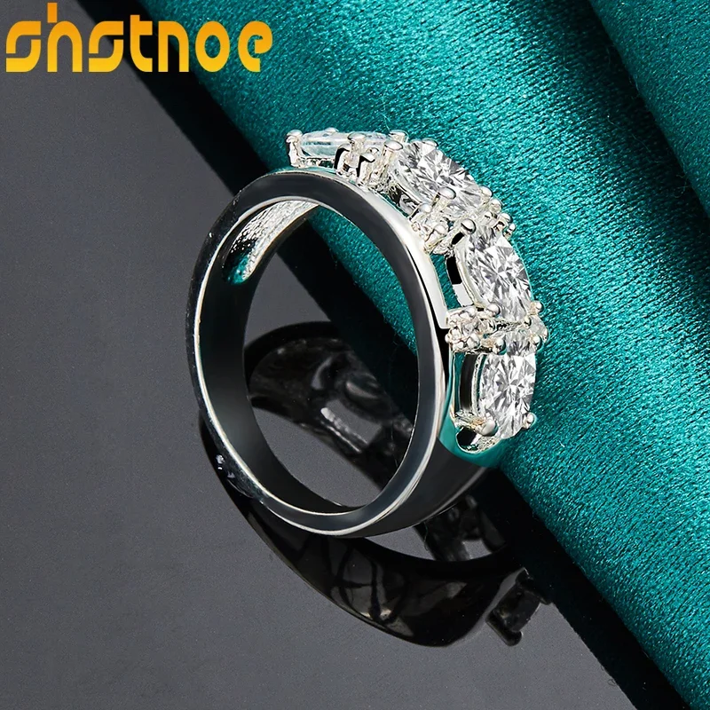 SHSTONE кольцо из стерлингового серебра 925 пробы женские полые кольца с цирконом ААА