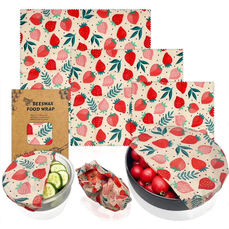 Reusable Storage Wrap Sustainable Organic Fruit Vegetable Cheese Food Wrapping Paper BPA & Plastic Free Beeswax Food Wrap