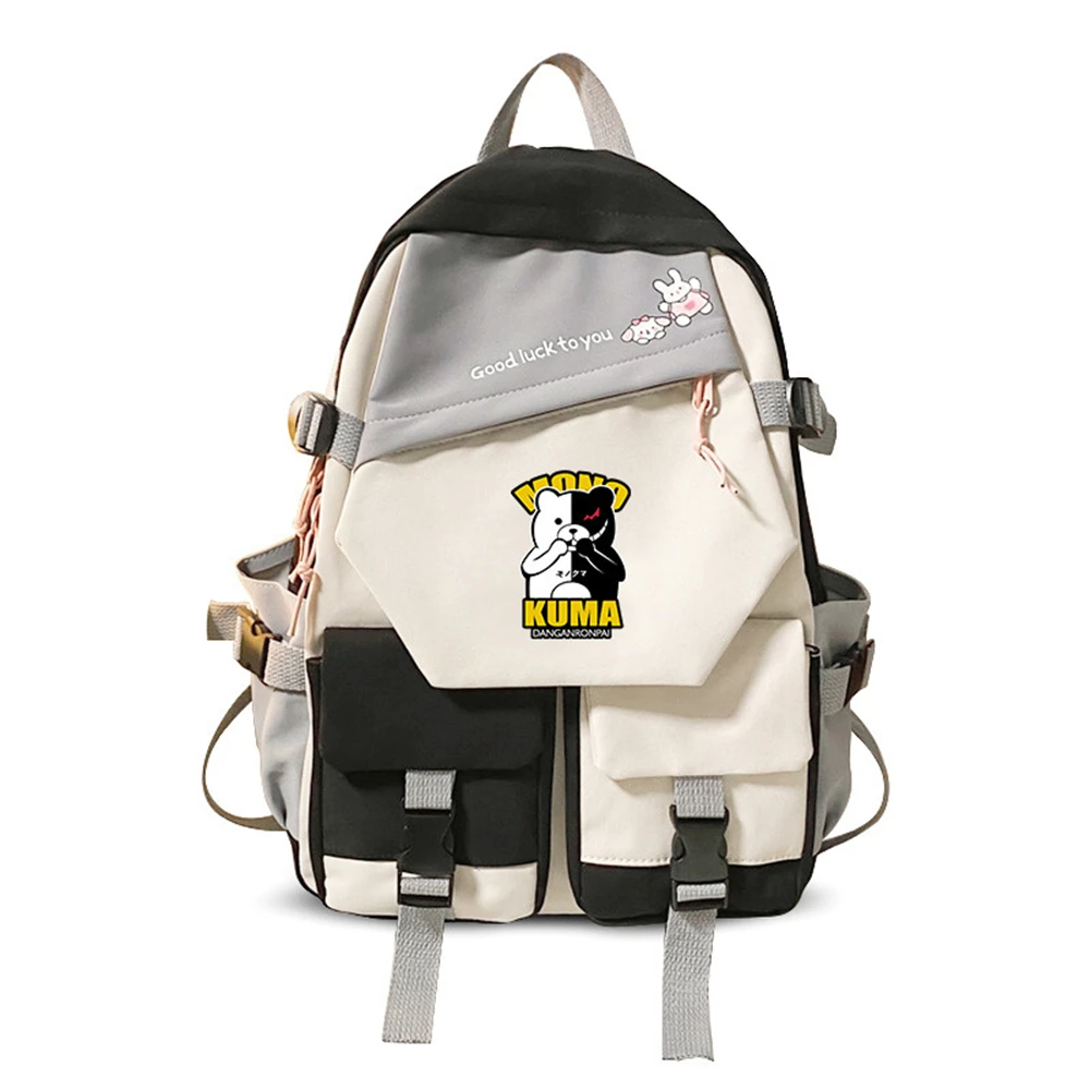 

Danganronpa Zip Backpack Nylon Knapsack Cartoon Print Bookbag Teenager Packsack Student Schoolbag Casual Laptop Bag Free Pendant