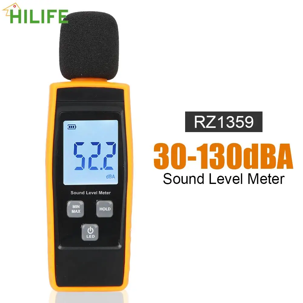 

Mini Noise Meter Hand-Held Decible Monitor DB Meters Digital Sound Level Meter RZ1359 Sound Detector Noise Tester 30-130dB