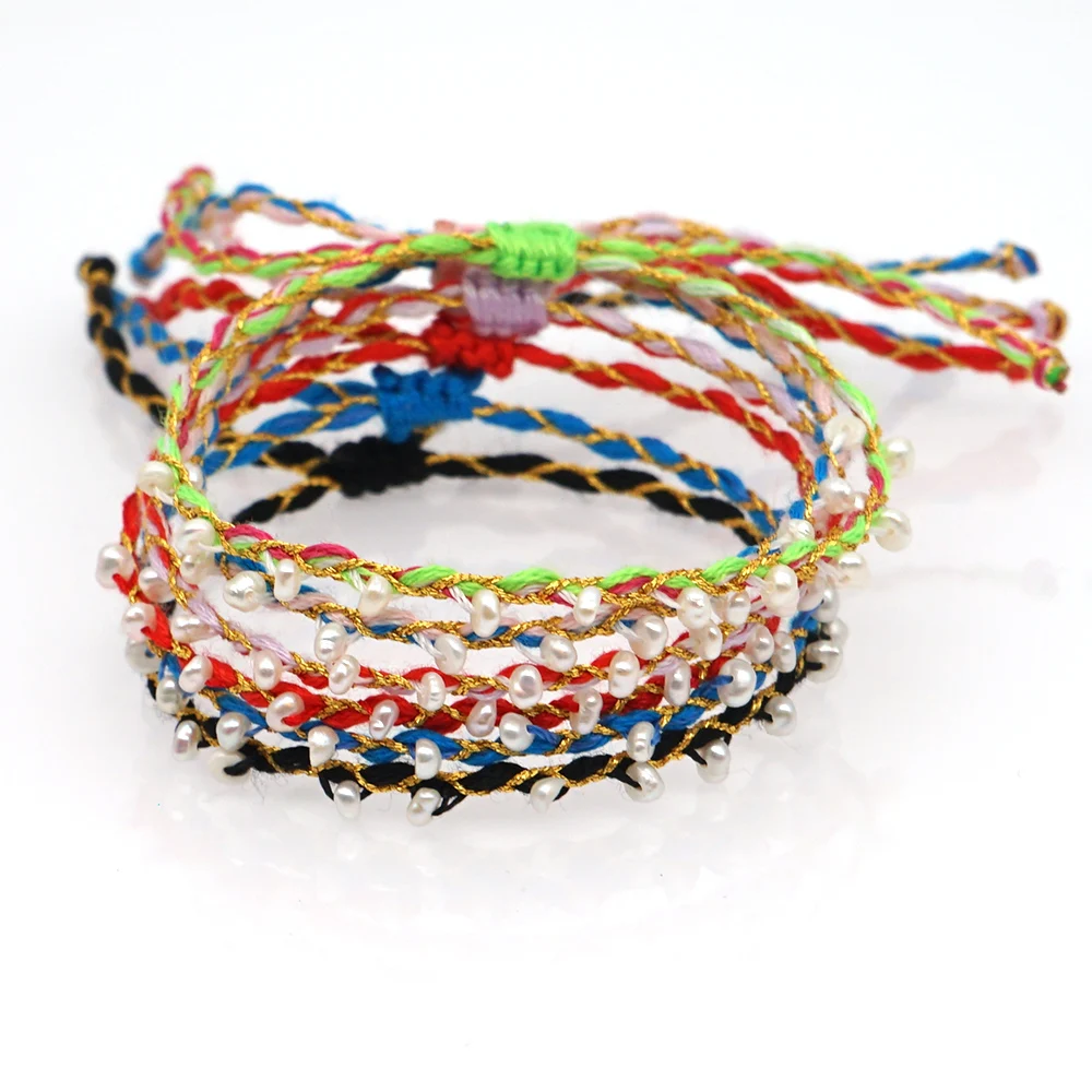 

Braided Red Cotton Rope Lucky Bracelet Boho Friendship Handmade Accessories Natural Pearl Bracelets for Women Couple Jewelry