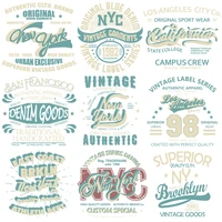 vintage new york letters thermal stickers on clothes hippie punk letter patches for clothing nyc iron on transfers for t shirts