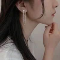 wholesale trendy asymmetry geometric strip long chain drop earring three layer chain tassel earring fashion jewelry