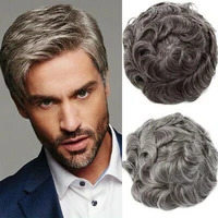 1b80 Grey 0.04-0.05MM Durable Thin Skin Toupee Wave Men's Wig For Man Full Transparent Pu V-Looped Human Hair Replacement System