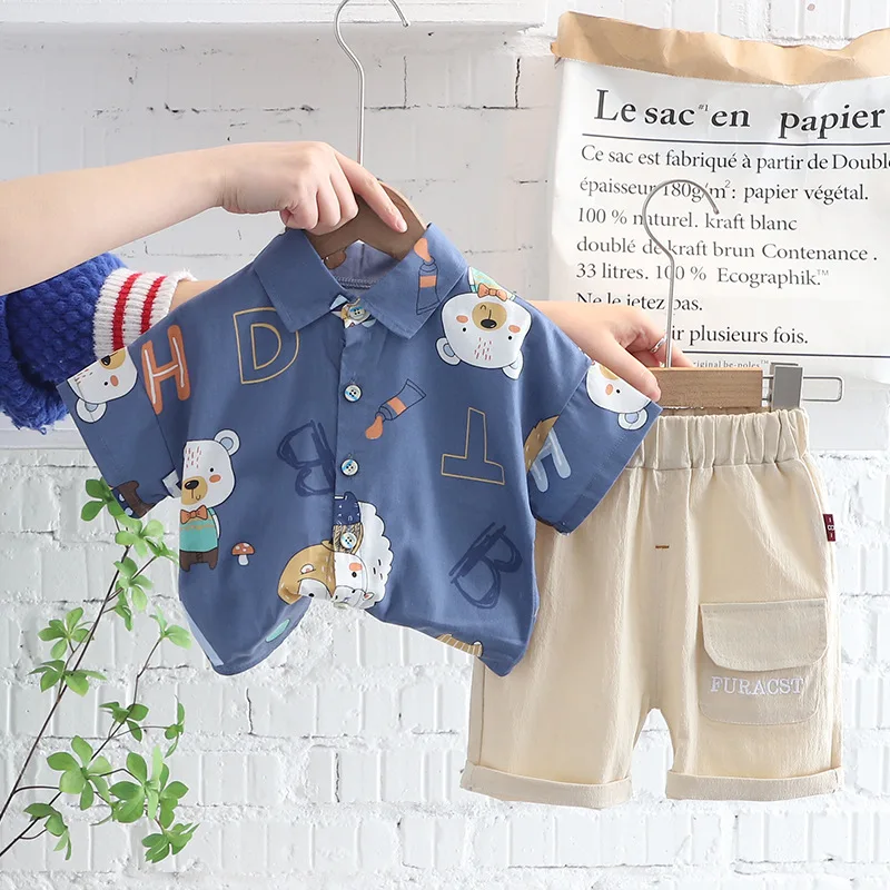 Комплекты одежды для маленьких мальчиков 2022 летние детские повседневные рубашки