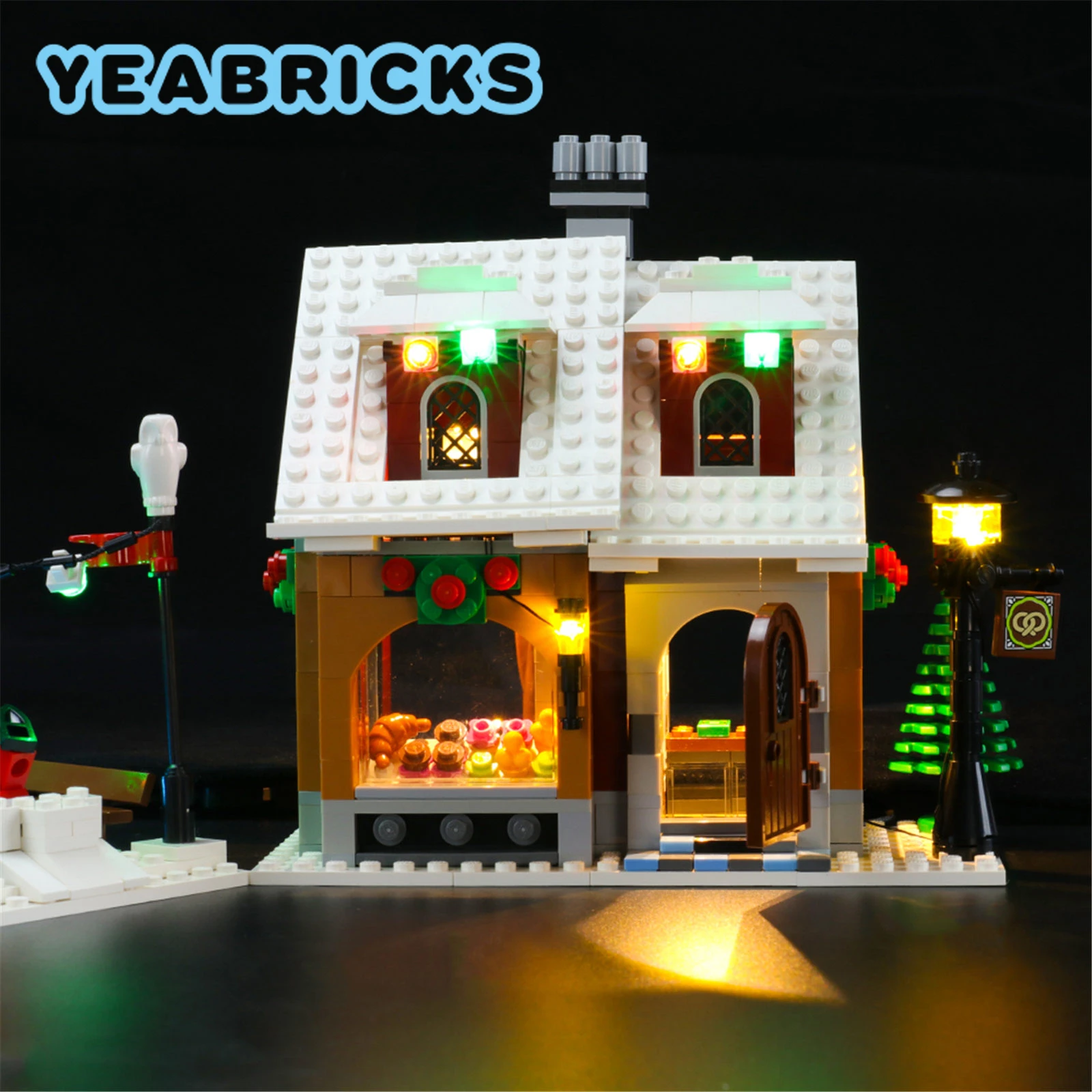 YEABRICKS набор со светодиодной подсветкой для 10216 г. Зимняя деревня хлебобулочные