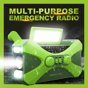 emergency radio 10000mah rechargeable dual speaker stereo solar hand crank radio amfmnoaa with phone charger led torch sos free global shipping