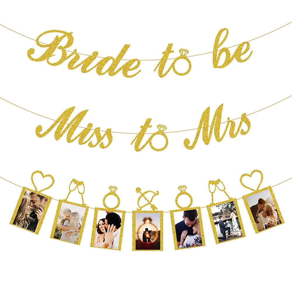 

Bride To Be Miss To Miss Photo Flower Hen Party Decoration Rose Gold Bride To Be Flag Party Decoration