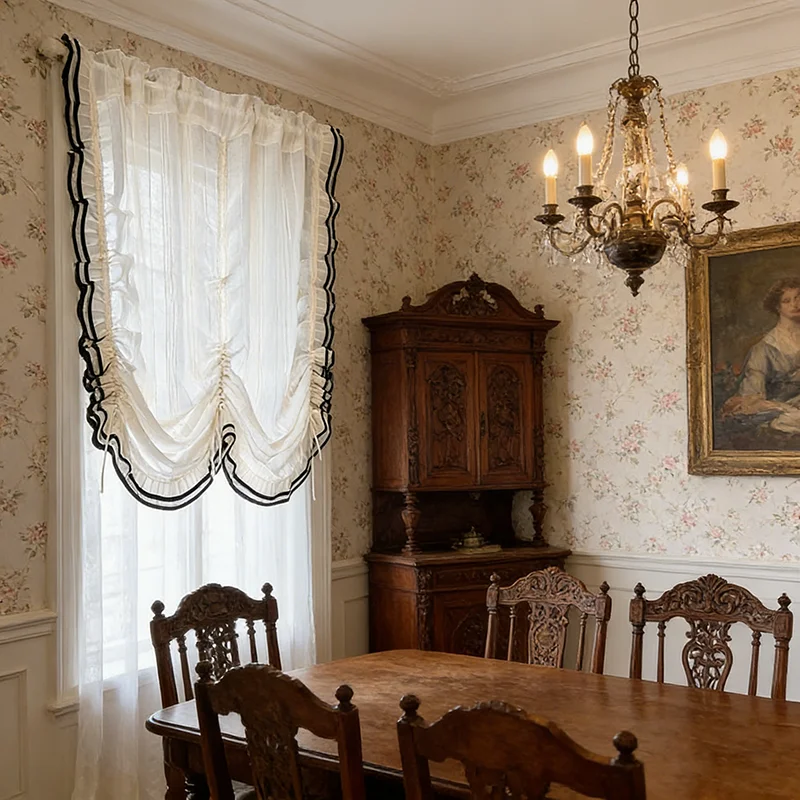 

Французский ретро полосатый регулируемый подъемный тюлевой занавес, имитация льна, оконная ширма с рюшами для гостиной, столовой, спальни