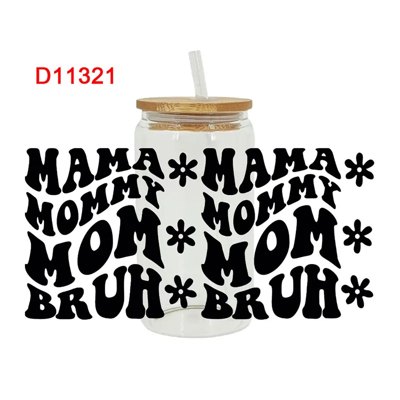 Наклейки с рисунком Мама Дизайн Мультфильм УФ Dtf термоклейкая пленка для стекла 16