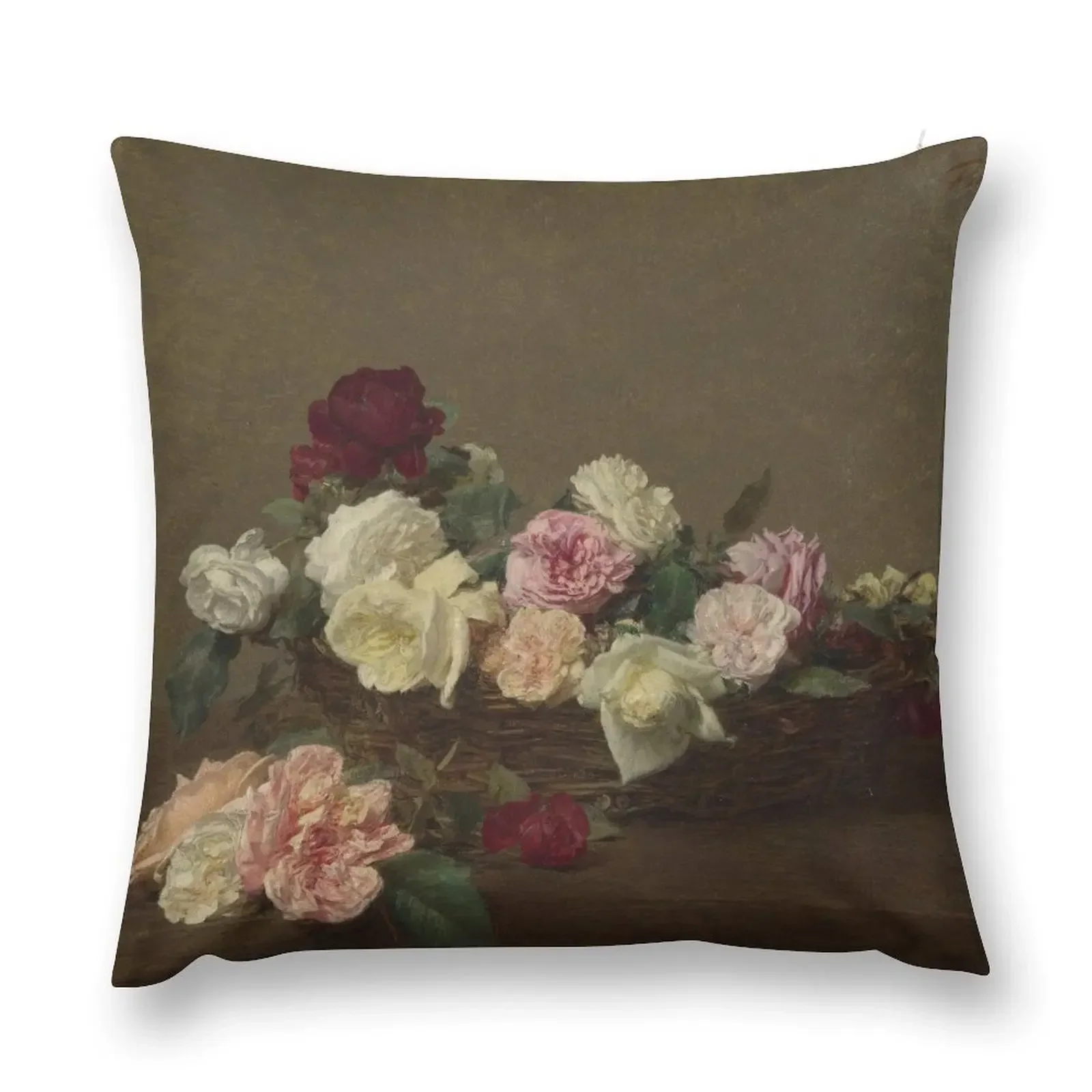 Ignace-Henri-Theodore Fantin-Latour - Подушка с корзиной роз Декор подушки Мраморный чехол для