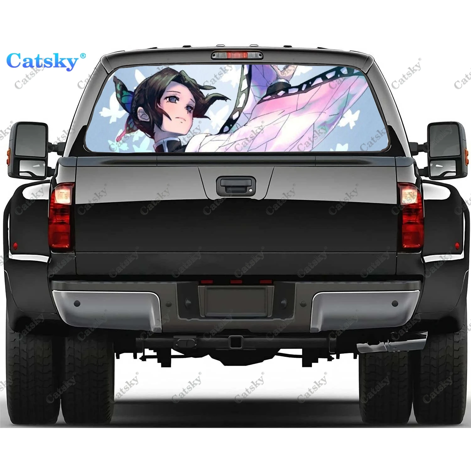 

Anime Demon Slayer Girl Rear Window Stickers Windshield Decal Truck Rear Window Decal Universal Tint Perforated Vinyl Graphic
