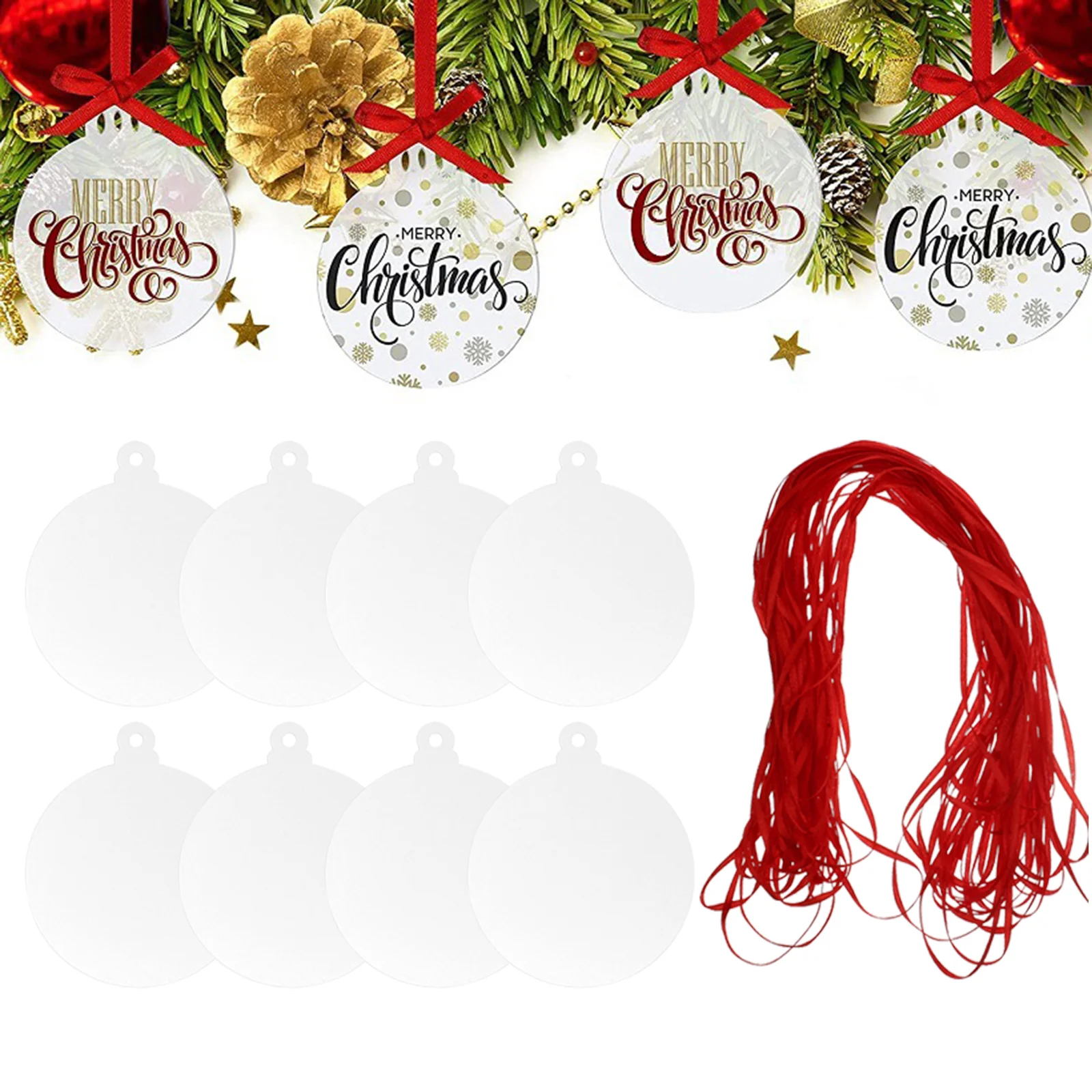 

Acrylic Christmas Tree Ornament Blanks Hanging Ornaments Circle Discstag Diyround Disc Bauble Decoration Transparent Wrapping