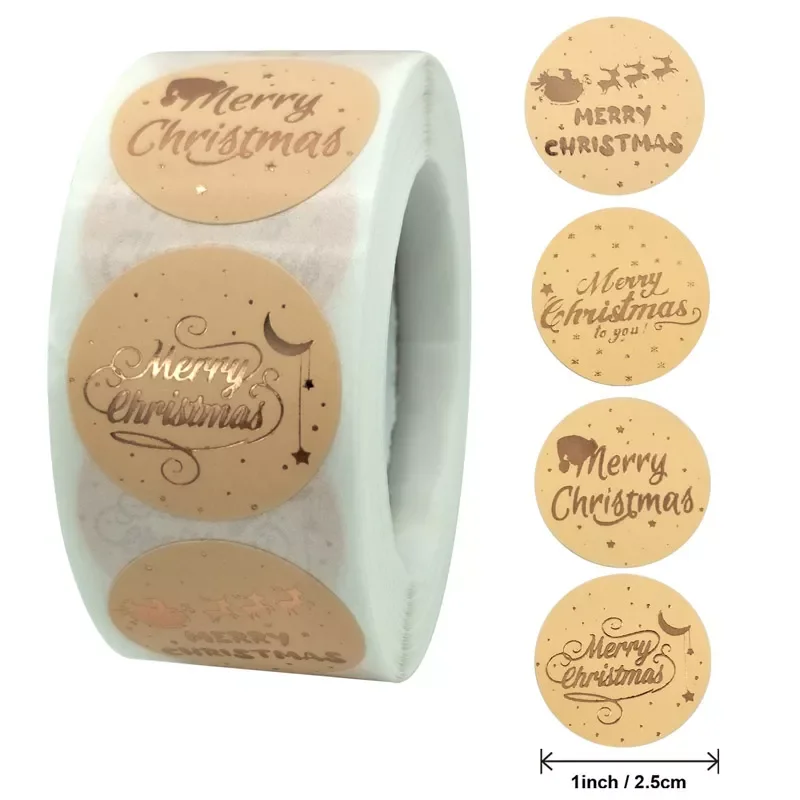 

Christmas Stickers Gold Stamping Christmas Label For Child Gift Decor Shop Product Packaging Stickers Label 50-500pcs