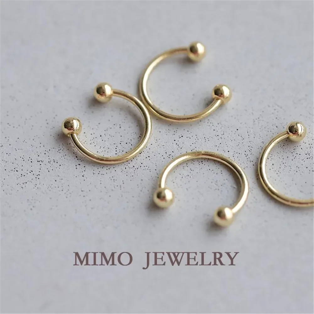 Цветной позолоченный зажим для ушей с двойной бусиной. Простой регулируемый