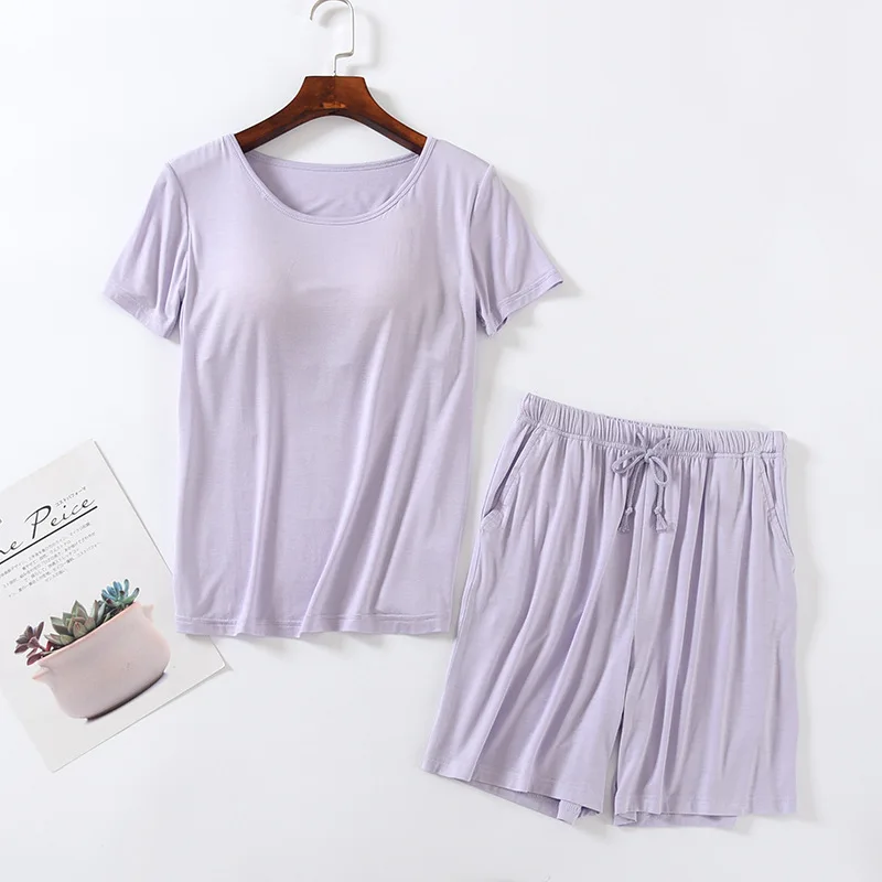 

Pink Women Summer 2PCS Pajamas Sets O-Neck T-Shirts&Shorts Suit Pyjamas M-XXL Sleepwear Nightwear Casual Underwear Home Clothes