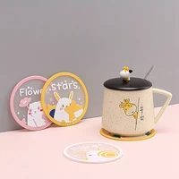 cartoon rabbit coaster heat insulation table mat anti skid cup pads tea milk mug coffee cup mat coaster kitchen accessories
