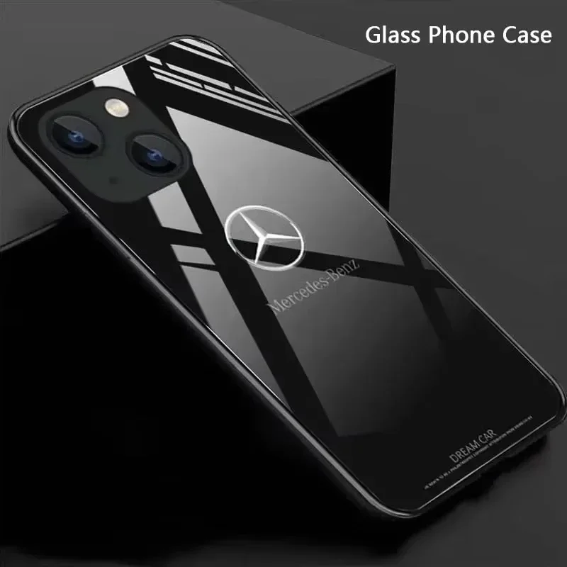 

Черный чехол для телефона MERCEDES-BENZ с логотипом автомобиля для iPhone 16, 15, 14, 13, 12, 11 Pro Max Plus Mini X XS XR, противоударный жесткий чехол