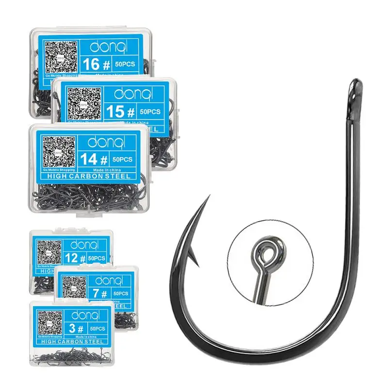 

50pcs Barbed Single Circle Carp Hook Carbon Steel Fishing Hooks Fly Fishing Accessories Tackle Fishhook Fishing Equipment