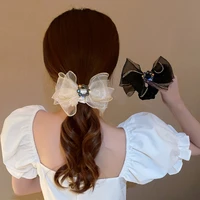 bling rhinestones hair bows scrunchies ties korean rope chiffon rubber bands ponytail holder girls hair accessories for women
