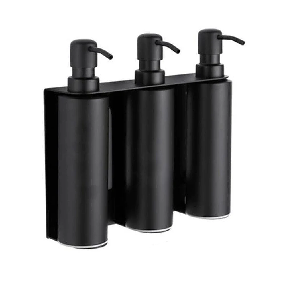

Wall Mount Triple Liquid Soap Dispenser, Stainless Steel Chamber Shower Shampoo Dispenser for Bathroom Home Hotel .