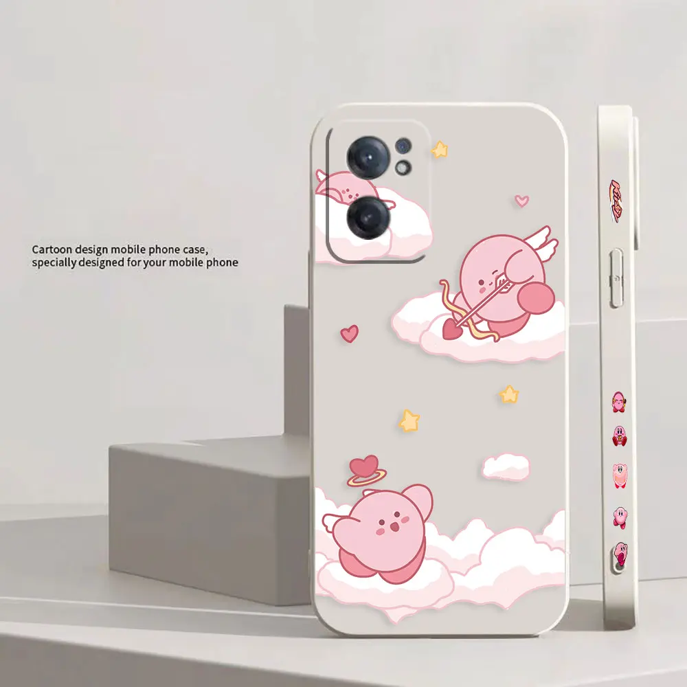 Милый розовый K-Kirby чехол для телефона Oneplus 9 9R 8 8T 7 7T 6 ACE 2V NORD 2 3 Lite Pro 5G цветной Жидкий
