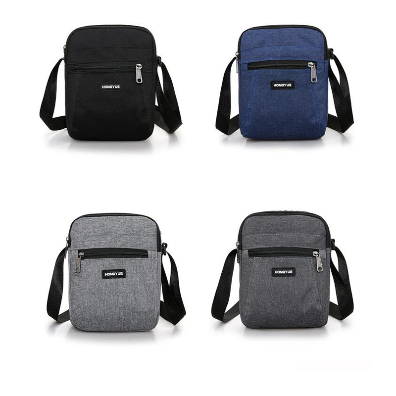 

Сумка-мессенджер мужская с кармашком для телефона, модная многофункциональная сумочка кросс-боди с откидным клапаном, Черная