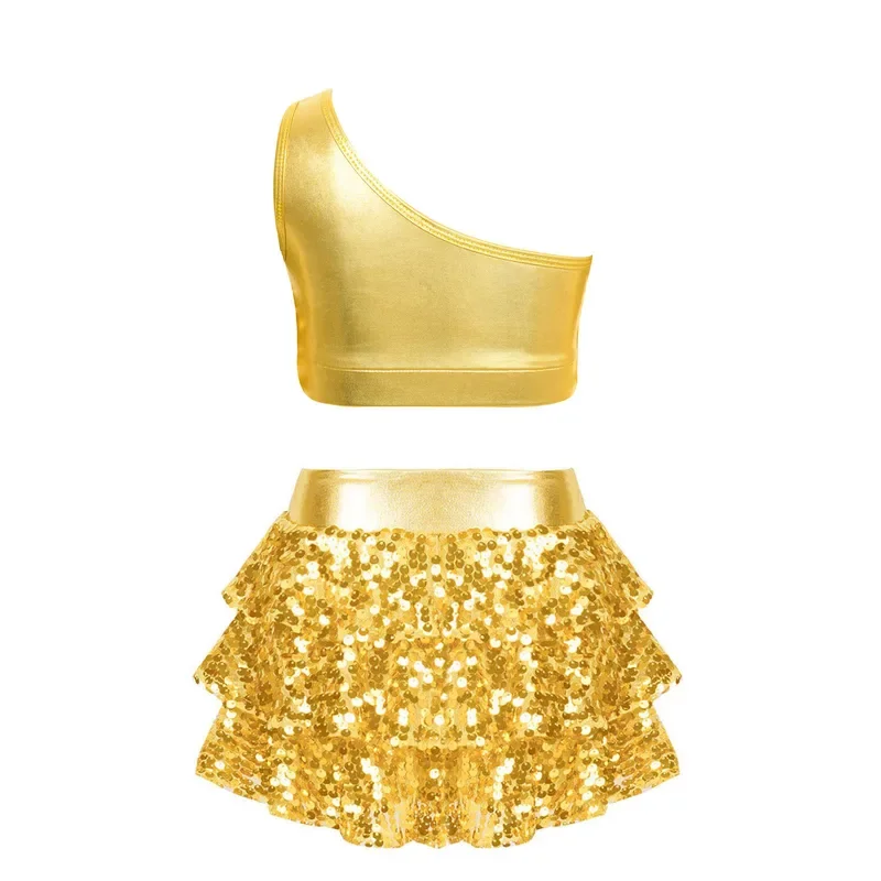 Детские блестящие металлические блестки для девочек джазовые наряды латинских