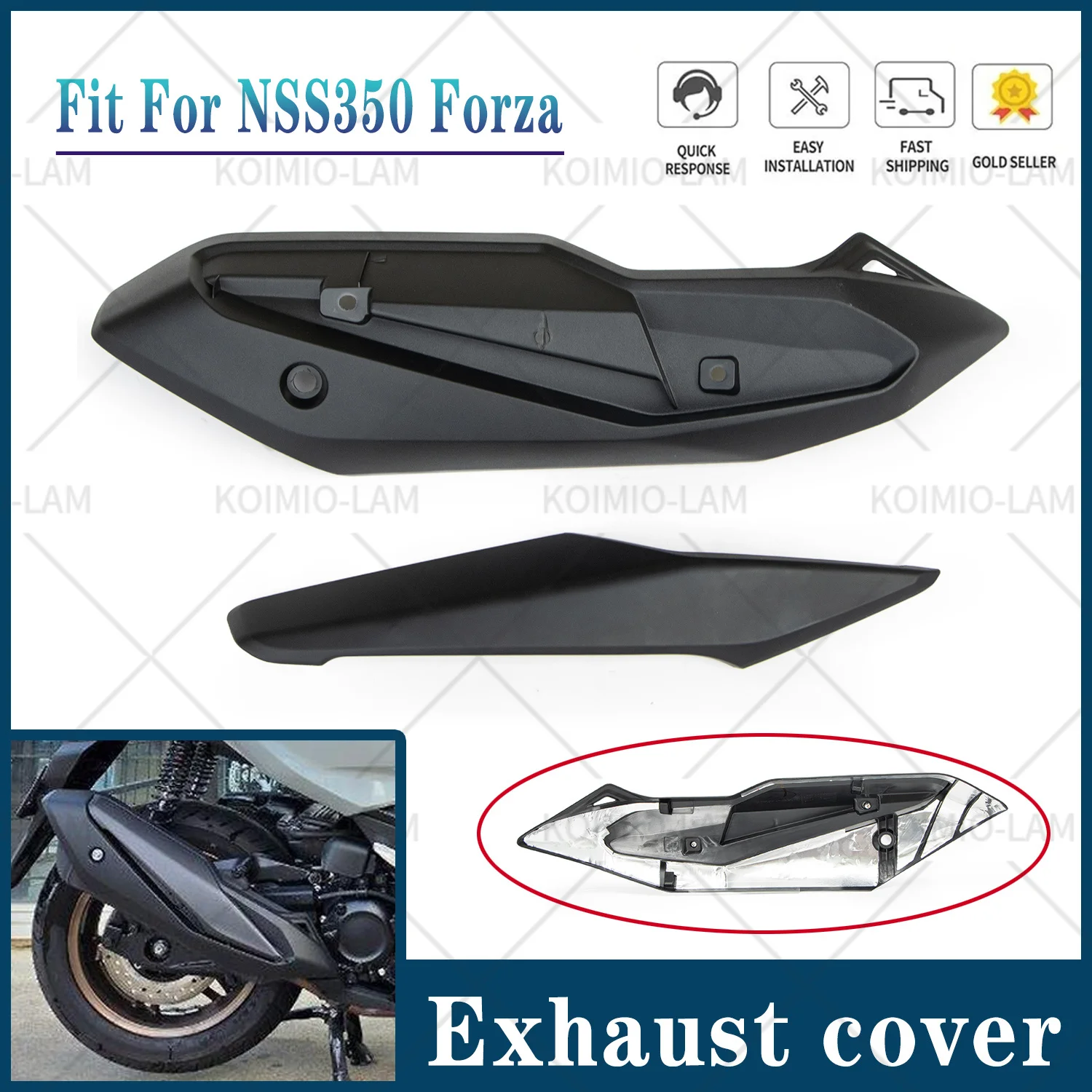 Фото Подходит для Honda NSS 350 2021-2026 Forza, крышка выхлопной трубы мотоцикла, защита капота Forza 350 NSS №1