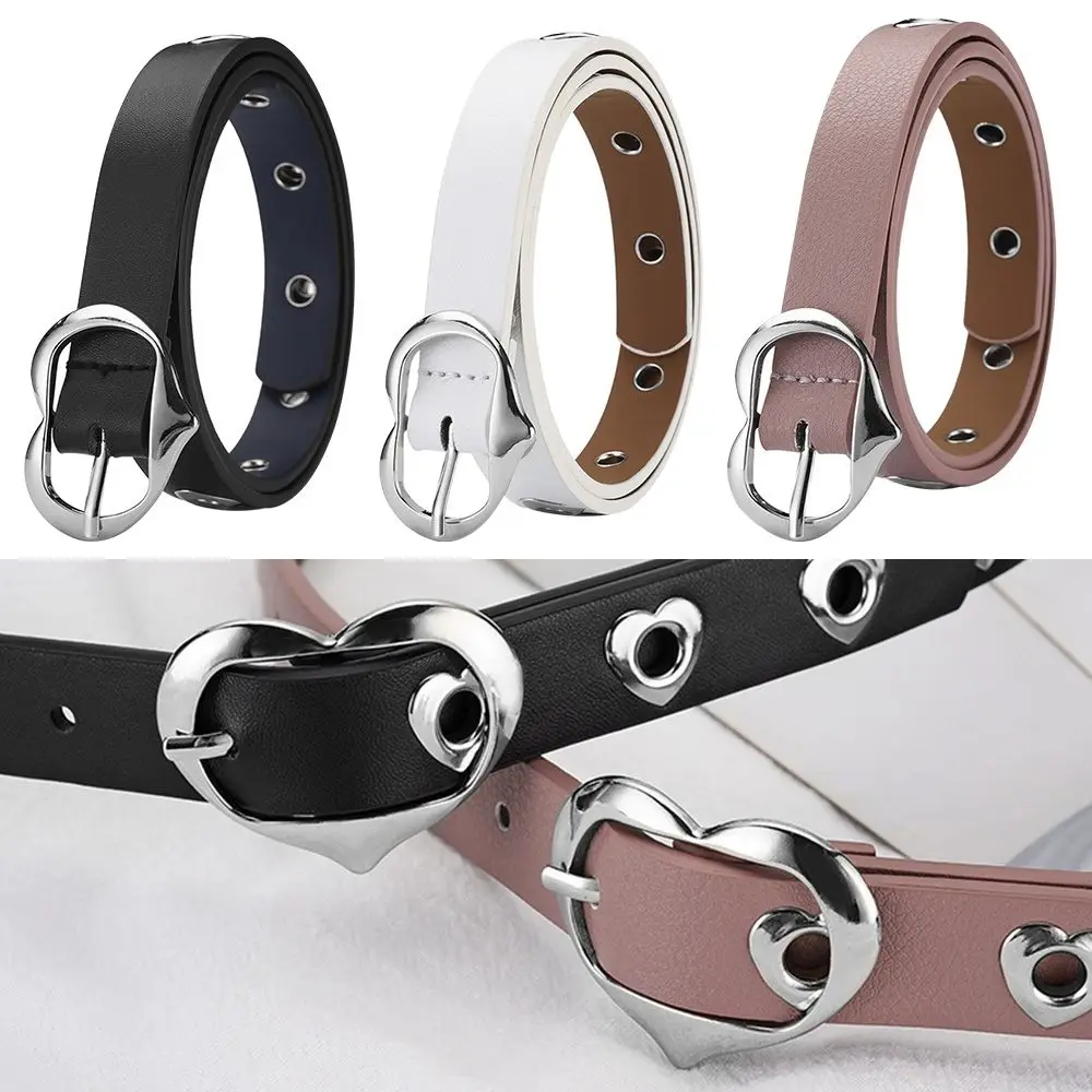 

Eyelet Decoration Fashionable Dress Decoration Adjustable Heart Buckle Belt Faux Leather Belt Waist Belt Waistband