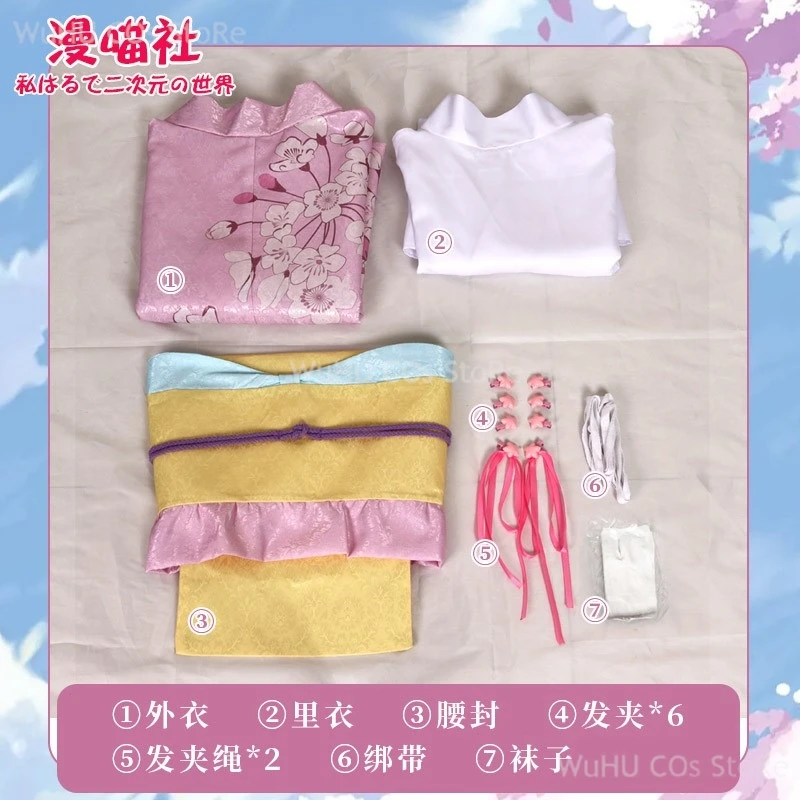 Аниме My Happy Marriage Miyo Saimori Косплей Костюм Кимоно Розовое Платье Наряд Парик Японская