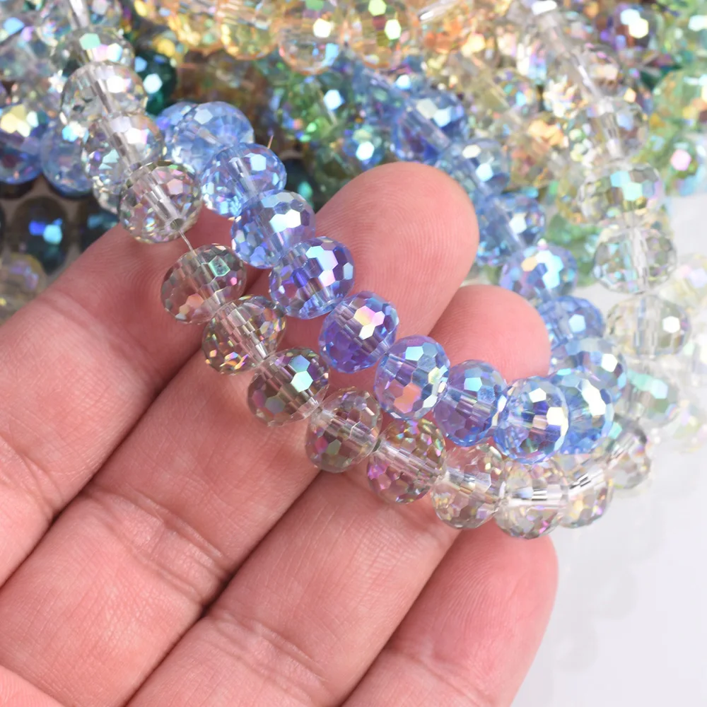 

20pcs Shiny Rondelle 96 Facets Faceted 10mm Crystal Glass Loose Beads For Jewelry Making DIY Findings