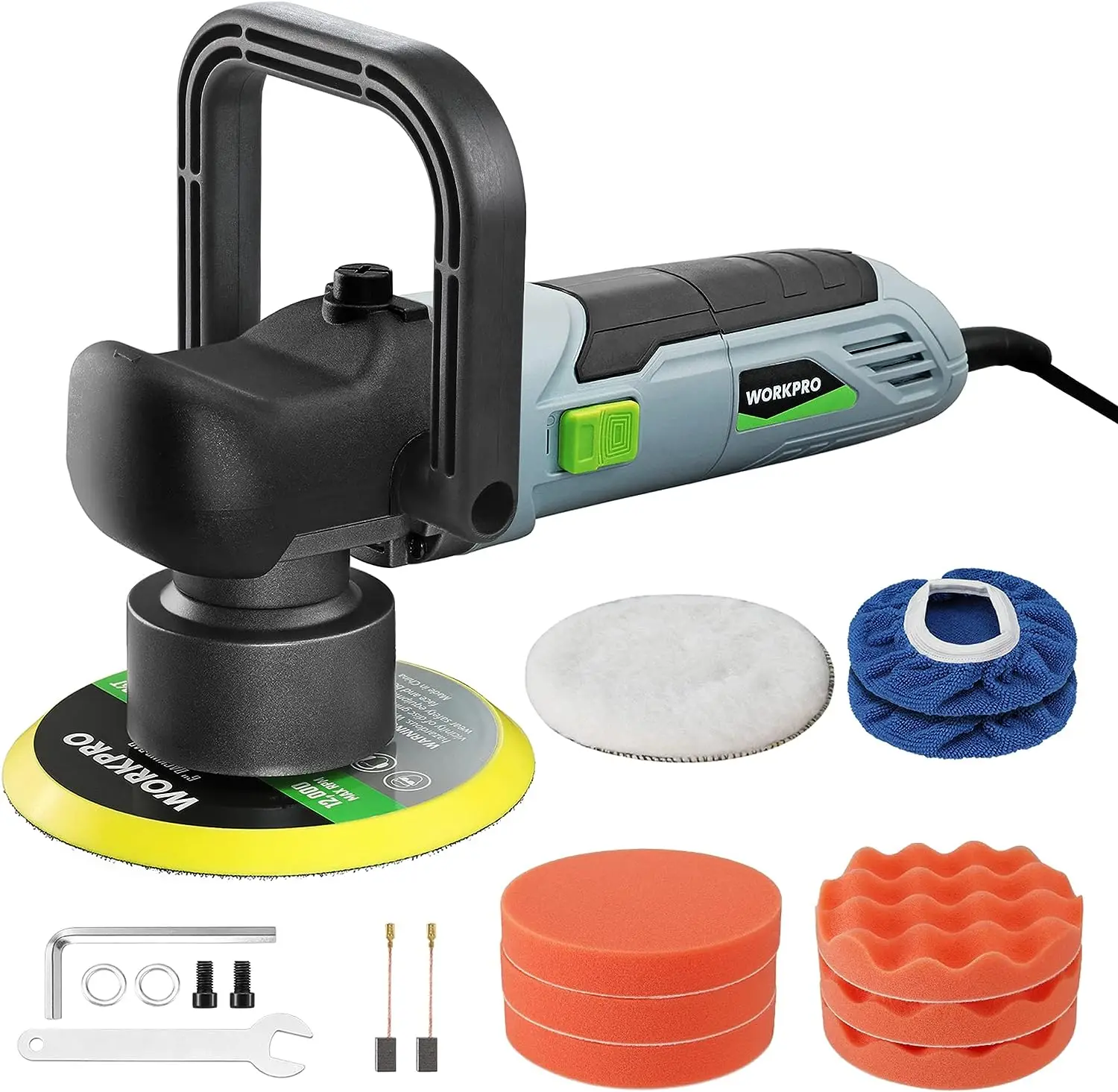 

Buffer Polisher Kit, 6 Inch 6400RPM Dual Polisher with 6 Variable Speeds, 7A Orbital Buffer Polisher, Orbital Buffer Polisher f