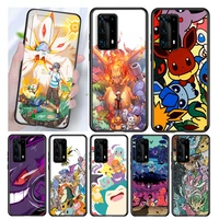 hot anime pokemon silicone cover for huawei p50 p40 p30 p20 pro p10 p9 f8 lite e plus 2016 5g black tpu phone case