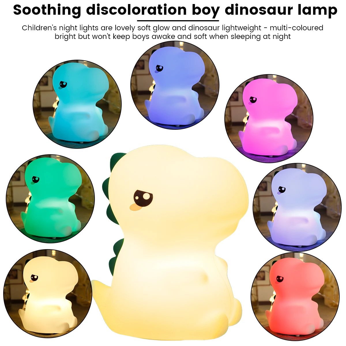 

Cute Night light Touch Sensor Dinosaur Silicone Animal Lamp Children Holiday Gift Dimmable Sleeping Night Lamp 5V USB Charging