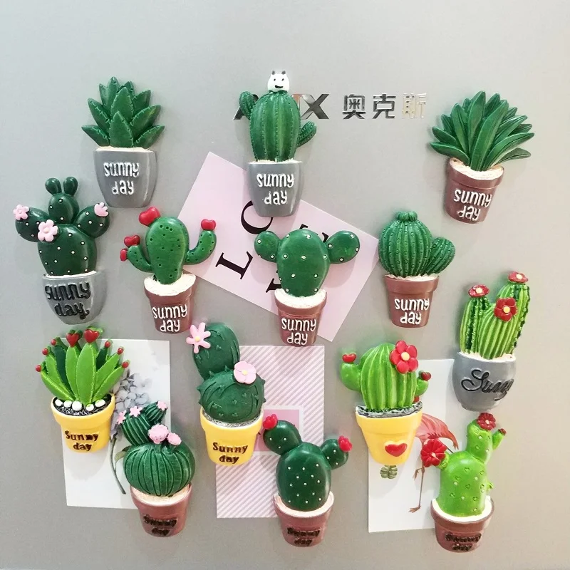 Cute Fridge Magnet, Creative Resin Home Decoration for Cactus Flower Refrigerator Magnets