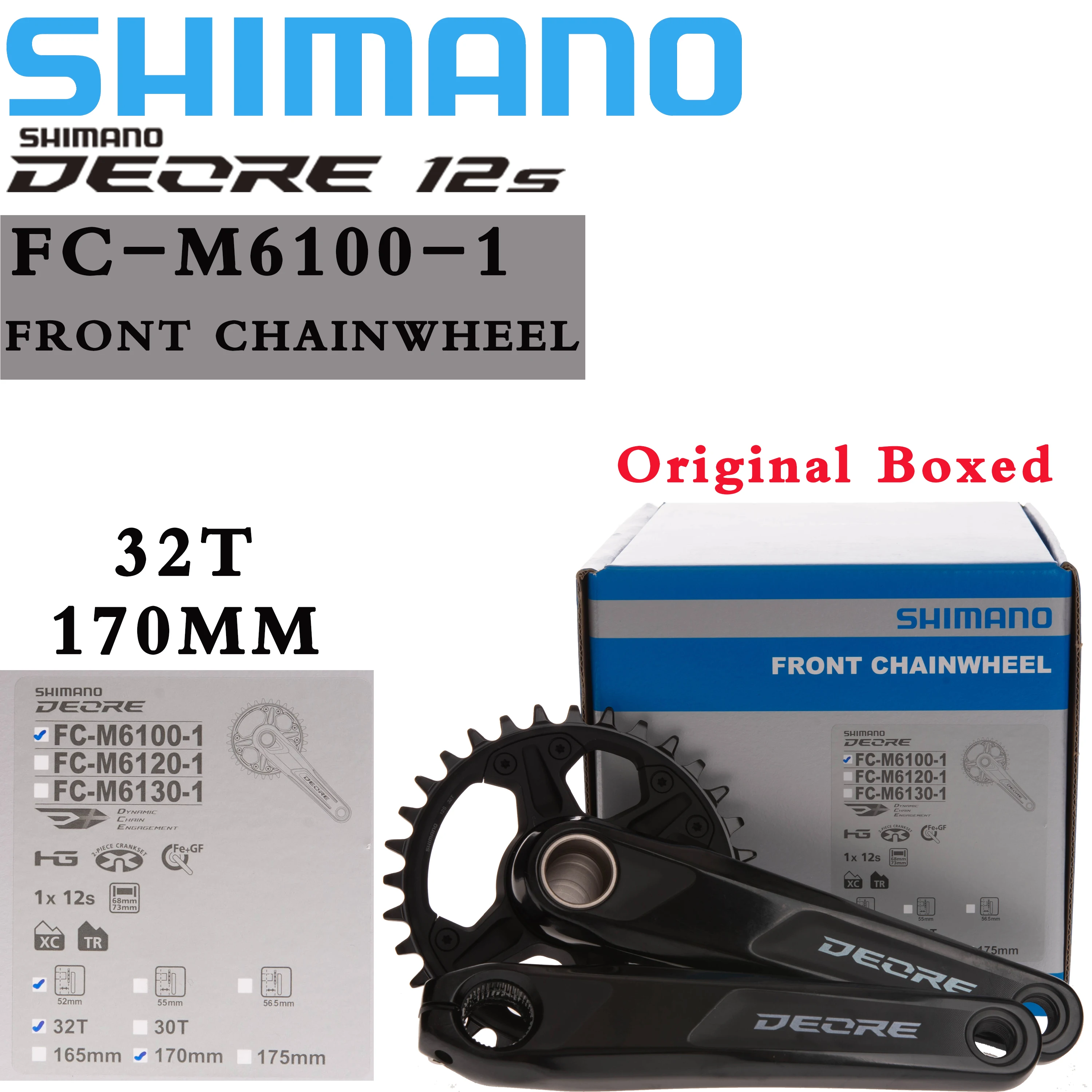 SHIMANO FC-M6100-1 12s SPEED MOUNTAIN BIKE BICYCLE FRONT CHAINWHEEL 32T 170MM Original Boxed CRANKSET CHAINWHEEL