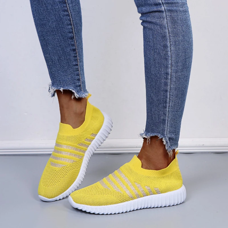 

Soft Sole Knit Socks Sneakers Woman 2023 Spring Summer Mesh Flats Shoes for Women Light Breathable Plus Size Casual Shoes