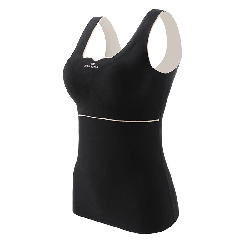

2021 New Autumn and Winter Plush Thermal Underwear Women's De Velvet Self Heating Traceless Body Shaping Thermal Vest No Bra