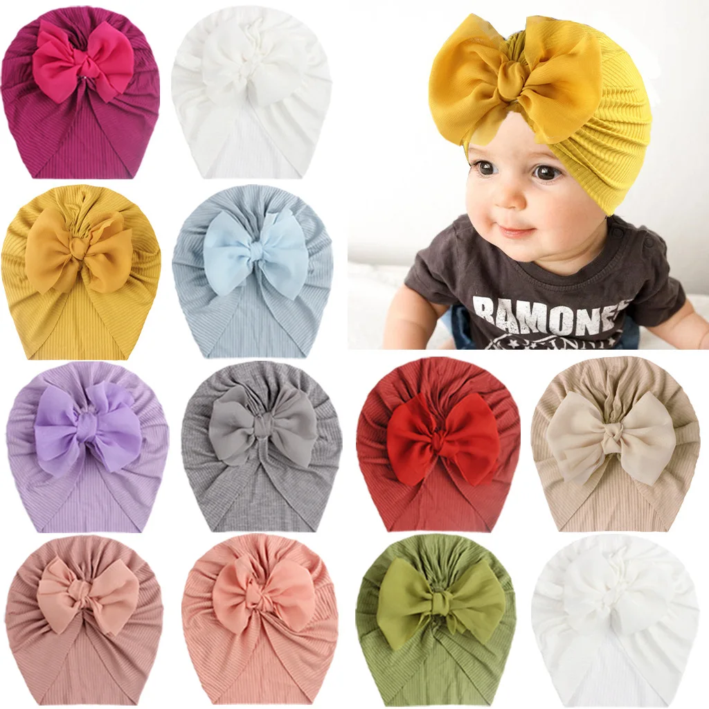 

Kids Hats Baby Knotted Hat Baby Chiffon Bow Hat Turban Hat